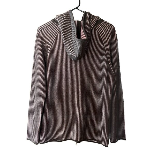 Vintage Escada Golf Size 38 Full Zip Pink Brown Striped Cardigan Hooded Sweater - Picture 2 of 8